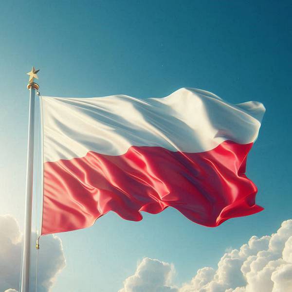 Gros plan sur un drapeau rouge et blanc, symbolisant les pays utilisant ces couleurs