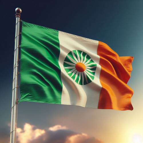 Composition des drapeaux vert, blanc et orange